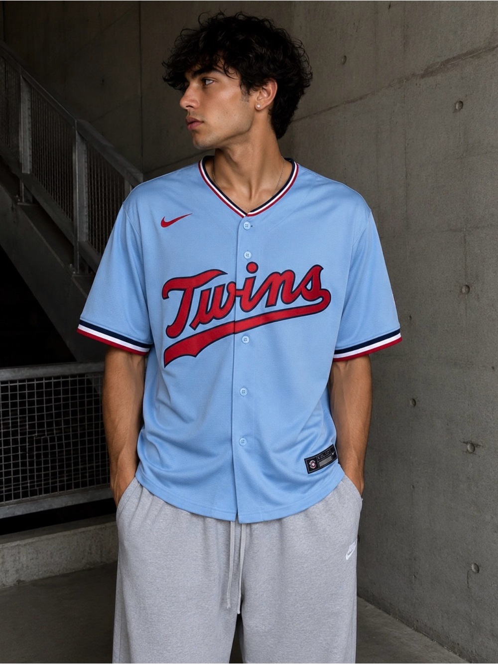 Nike Light Blue Minnesota 'Twins' Baseball Jersey Size M